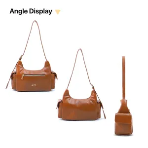 Bolso Bandolera de Piel Vacuna Genuina para Mujer, Diseño Ligero y Moderno para Llevar Bajo el Brazo, Cierre de Cremallera, Suave y Auténtico, Novedad 2025 - Product Image 3