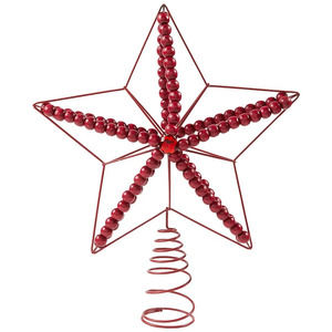 Handmade Red Metal <b>Star</b> And Bell Christmas Ornaments Featuring White Painted Floral Details And Jute Twine Hangers Festive <b>Decor</b> - Product Image 5