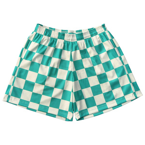 Shorts en maille pour hommes en gros, taille élastique, respirants, décontractés, marron et blanc à motifs, style sportif AI-SH-38 - Product Image 3
