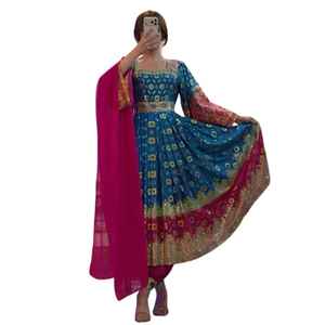 ชุดเดรสปักลายลูกไม้วินเทจแบบทำมือสมัยใหม่ พร้อมผ้าคลุมไหล่แบบอัฟกานิคูชี ชุดแต่งงานแบบดั้งเดิมของปากีสถาน - Product Image 1