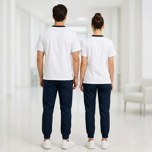Ensemble de blouses médicales unisexe à col en V, respirant, en polyester, viscose et élasthanne, anti-boulochage, résistant aux plis, uniforme d'hôpital - Product Image 2