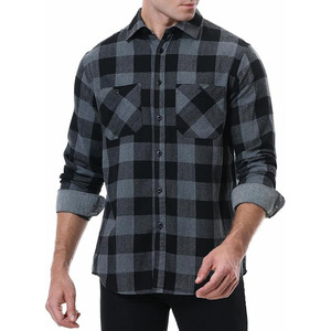 Men's Cropped <b>Flannel</b> Shirt Trendy Long Sleeve Lightweight Casual Button up Fashion Street Style 100% Cotton Soft - Product Image 2