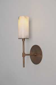 Applique murale moderne en laiton avec abat-jour en marbre, luminaire intérieur minimaliste pour salon et décoration intérieure - Product Image 5