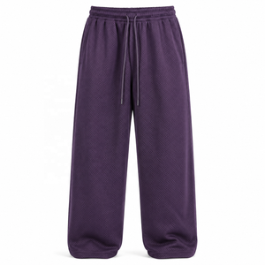 Pantalones Deportivos Morados para Hombre, Cintura Elástica con Cordón, Tejido de Malla Transpirable, Bolsillos Laterales, Estilo Ligero de Verano 2027 - Product Image 6