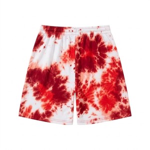 Pantalones Cortos de Verano para Hombre con Estampado Tie Dye Rojo, Estilo Urbano, Cintura Elástica, Casuales, Ligeros, Transpirables, Fabricación OEM Personalizada - Product Image 1