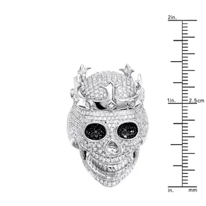 Bague de luxe pour homme EtherStar 3.50ct en or avec diamant de laboratoire, crâne 3D, couronne, yeux noirs, style hip-hop glacé, bague statement - Product Image 5