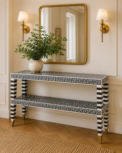 Modern Handmade Bone Inlay Console <b>Table</b> Decorative Accent Furniture For <b>Hallway</b> Entry And Living Areas - Product Image 2