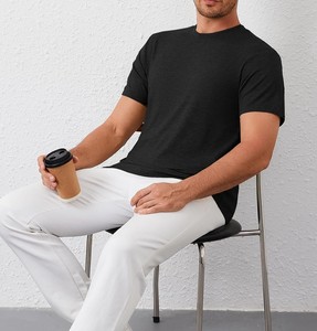 Camiseta Moderna para Hombre, Venta al por Mayor, Algodón Premium, Manga Corta, Cuello Redondo, Corte Holgado, Estilo Urbano, Ropa Casual de Moda - Product Image 5