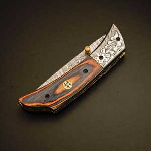 Couteau de camping de poche le plus vendu, haute qualité, pliable, de survie, qualité industrielle, manche en acier inoxydable gravé, compatible OEM - Product Image 2