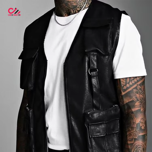 Street Wear Winter Casual High Quality Men Leather Vest Sleeveless Breathable Outerwear Custom Colors Customizable - Product Image 4