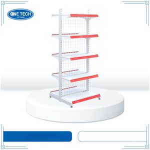 Présentoir Gondole Double Face en Grillage Métallique OneTech Abordable, en Fer Thermolaqué, Facile à Assembler, Durable et Antirouille pour Supermarché - Product Image 6