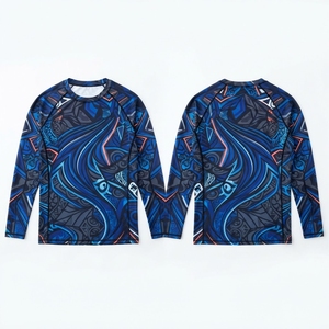 เสื้อรัดรูปแขนยาวแบบยูนิเซ็กซ์ พิมพ์ลายปลาคาร์ฟและคลื่นด้วยเทคนิค Heat-Transfer แห้งเร็ว ป้องกันแบคทีเรีย ระบายอากาศได้ดี - Product Image 5
