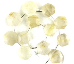 12 piezas de piedras preciosas de rutilo dorado Natural, cuentas hexagonales facetadas Briolette para joyería, pulsera, collar, venta al por mayor - Product Image 1