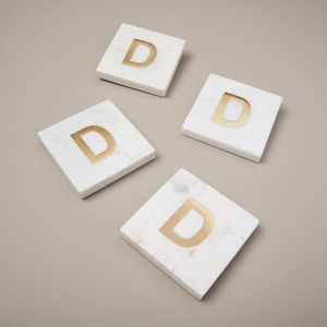 Modern <b>Round</b> Stone Coasters With Gold Lines Non-Slip <b>Mats</b> For Table Decor - Product Image 3