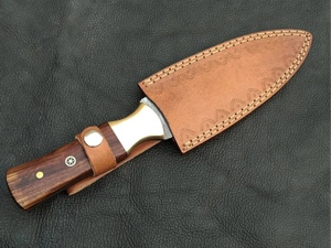 Cuchillo de bolsillo de acero de Damasco con alto contenido de carbono de grado industrial Premium BA Enterprises, con mango de madera exótica personalizado y punta de corte para campo. - Product Image 5