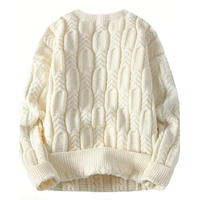 Suéter de Punto Liso para Hombre, Cuello Redondo, Mezcla de Lana/Algodón, Invierno, Delgado, Transpirable, OEM Personalizado