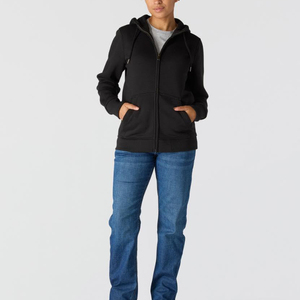 Sweat-shirt à capuche zippé intégral personnalisé pour femme, en molleton de coton épais, couleur unie, décontracté, à manches longues, pour l'extérieur, vente en gros - Product Image 6