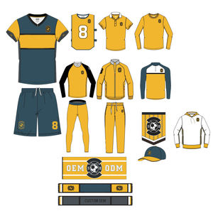 Custom <b>Dropshipping</b> Football Jersey High Quality Sublimated Kids Sports Uniform Black Yellow Soccer Shirt Set - Product Image 1