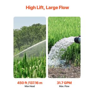 Pompa Acqua Sommergibile in Acciaio Inox da 2 HP, 115V, Portata 31.7 GPM, Prevalenza 450 ft, Cavo 9.84 ft - Product Image 2