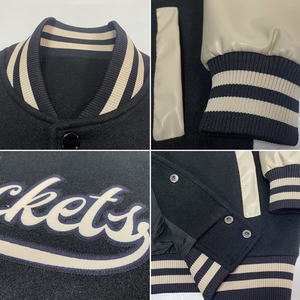 Custom Black for Heavyweight Premium Poly Wool Varsity Letterman Bomber <b>Jacket</b> Men Women Oversized Streetwear College Baseball - Product Image 3