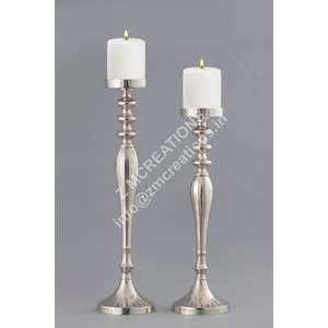 Moderno Portavelas Alto Plateado Resistente al Calor para Juego de Candelabros, 2 Soportes Decorativos de Aluminio para Navidad, Pascua y Eventos - Product Image 1