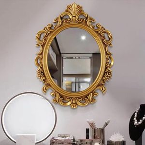 Luxury Vintage Oval Wall Mirror <b>Antique</b> Gold Decorative <b>Frame</b> for Living Room Bedroom Hotel Home Decor - Product Image 3