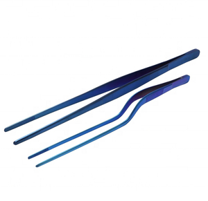Pinzas Metálicas Azules, 2 Piezas, Extra Largas, Rectas y Curvas, Utensilios Culinarios para Emplatar, Cocinar y Decorar Alimentos - Product Image 1