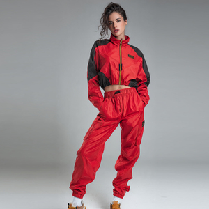 Stand Collar Crop Windbreaker Tracksuit Women Custom Nylon Spandex Rain <b>Pants</b> Waterproof Crop Jacket Windbreaker Tracksuit Women - Product Image 1