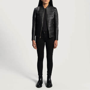 Chaqueta de Cuero Negra para Motociclista, Estilo Urbano, Ajustada, con Cierre, Clásica, Casual - Product Image 4