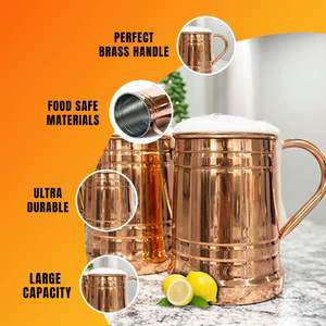 Tazas de Cerveza de Cobre Real de Alta Calidad, 400 ml, Ecológicas, Aptas para Alimentos, con Asa, para Oficina, Picnics y Bares, Precio al por Mayor Personalizado - Product Image 4