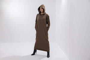 Robe longue à capuche personnalisée pour femme, manches longues, style décontracté, sweat-shirt, surdimensionnée, fournisseur OEM - Product Image 4