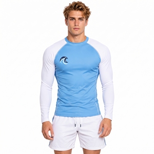 Camiseta Deportiva de Compresión de Manga Larga para Hombre, Cuello Redondo, Corte Ajustado, Protección UV, para Natación - Product Image 3