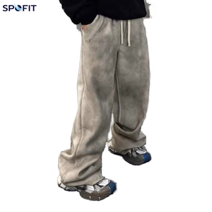 Heavyweight Oversized Custom Acid Wash Sweatpants Baggy 450 Gsm Plain Customized Wide Leg <b>Men</b> <b>Flared</b> Mid Waist Pants - Product Image 2