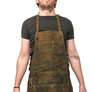 New Custom Vintage Work Wear High Quality Breathable Comfortable Unisex Leather <b>Apron</b> for Restaurant & Bar Use - Product Image 3
