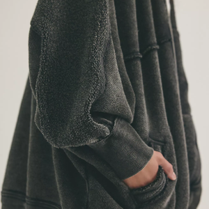 Custom Breathable Winter Lined Casual Long <b>Hooded</b> Inside Out Coats Women Loose Full Sleeves Cocoon <b>Cardigan</b> - Product Image 3