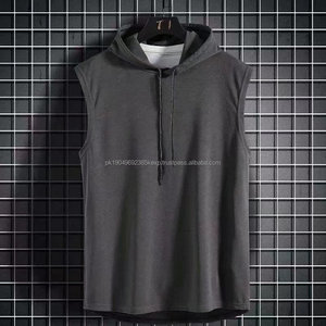 Sudadera con capucha de entrenamiento personalizada de fábrica para hombre, camiseta sin mangas transpirable para gimnasio y sudaderas con capucha sin mangas en tamaño XL, patrón impreso - Product Image 5