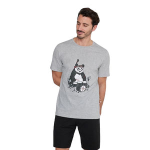 Fashionable Casual <b>Men</b> Two Piece Set Solid Breathable Cotton <b>Short</b> Sleeve Tee Matching <b>Shorts</b> for Leisure <b>Lounge</b> or Fitness - Product Image 2