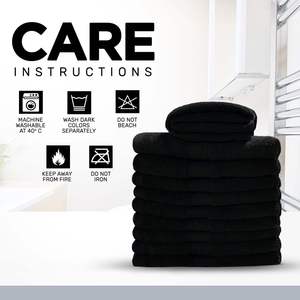 Serviette de bain en coton noir épaisse de qualité hôtelière, tissage éponge premium, douce et absorbante, 580 GSM, pour salle de bain et spa, 70x140 cm, UE - Product Image 6
