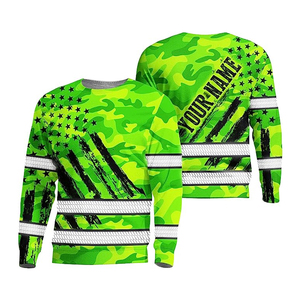 Custom Flag High Visibility Shirt Custom Name Reflective Safety Workwear <b>Runners</b> Walkers Sublimation Print Safety Shirts - Product Image 1