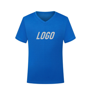 เสื้อยืดลำลองชายหญิง ผ้าฝ้าย 100% ทรงปกติ ดีไซน์เรียบ คอวี รับสกรีนโลโก้ สีตามสั่ง รับผลิตแบบ OEM/ODM - Product Image 1