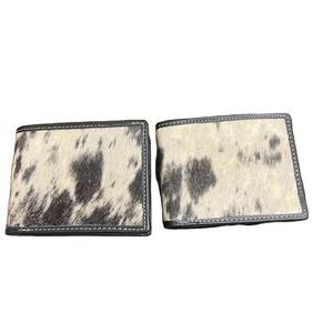 Cartera de piel de vaca hecha a mano para hombres con pelo en los lados, detalles occidentales, forro de nailon con bloqueo RFID, cartera plegable al por mayor - Product Image 3