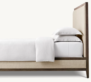 Modern <b>Queen</b> <b>Size</b> Solid Wood Platform <b>Bed</b> With Soft Upholstered Headboard Minimalist Design - Product Image 3