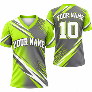 T-shirt de sublimation en polyester premium à col en V, manches courtes, léger et respirant, idéal pour le sport, design personnalisé et équipes - Product Image 1