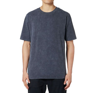 Camiseta de punto vintage con lavado ácido, estilo streetwear, desgastada, de algodón pesado, oversize, ecológica, con serigrafía, informal - Product Image 1