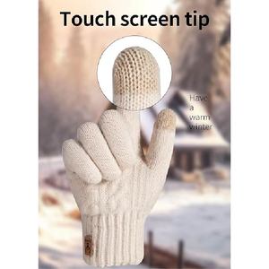 Gants d'hiver personnalisés en tricot torsadé, compatibles écran tactile, doux, extensibles, thermiques, pour femmes et hommes, unisexes, en acrylique, pour l'extérieur - Product Image 5