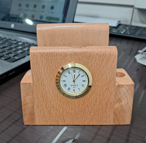 Nouveau design : support à stylos en bois avec horloge, présentoir de bureau, organisateur de bureau en bois, porte-stylos – Meilleure vente - Product Image 6