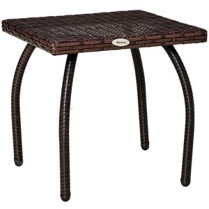 Modern Outdoor Wicker Side <b>Table</b> for Patio All Weather Villa Bistro <b>Dining</b> Exterior Aluminum Frame <b>Folding</b> Feature Rope Material - Product Image 1