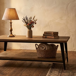 Mesa de Centro Aurora de Madera de Teca Sólida con Acabado Natural, Estilo Minimalista Moderno, Ecológica, Artística, de Lujo, Hecha a Mano para Sala de Estar - Product Image 6