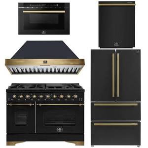 Ensemble d'appareils électroménagers neuf Antico Black 5 pièces, cuisinière 48 pouces, hotte aspirante 36 pouces, réfrigérateur 36 pouces, micro-ondes - OEM/ODM, garantie 3 ans - Product Image 2