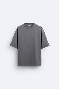 T-shirt homme vert uni à manches courtes en coton/fibre de bambou, col rond, coupe classique, tricoté, anti-boulochage, avec motif lettre teint en fil sur le devant - Product Image 3